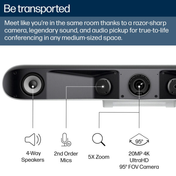 Poly Studio V52 USB-Videobar: 4K-Klarheit und KI-gestützte Zusammenarbeit für mittelgroße Räume