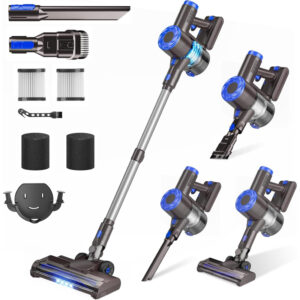 Kabelloser Staubsauger, Super Power Saug-Stick Staubsauger mit 2200 mAh Akku, 8-in-1 Leichtgewicht Selbststehend