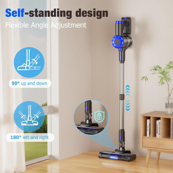 Kabelloser Staubsauger, Super Power Saug-Stick Staubsauger mit 2200 mAh Akku, 8-in-1 Leichtgewicht Selbststehend
