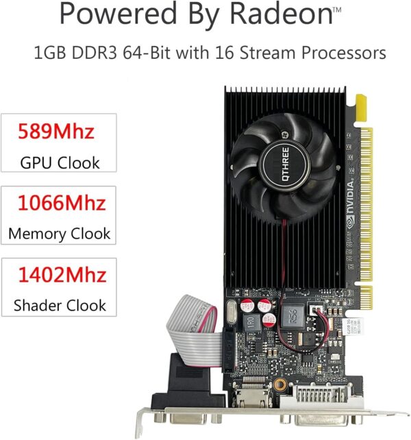 QTHREE GeForce 210 1024 MB DDR3 64 Bit HDMI DVI VGA DirectX 10 OpenGL 3.3 PCI Express x16 Low Profile Grafikkarte