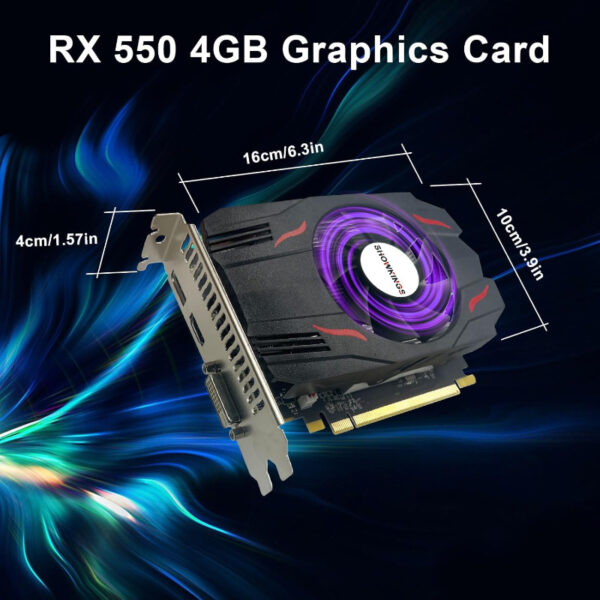 AMD Radeon RX 550 4GB Grafikkarte, GDDR5 128 Bit Grafikkarte für PC Gaming, PCIE 3.0 DirectX 12 Computer Grafikkarten