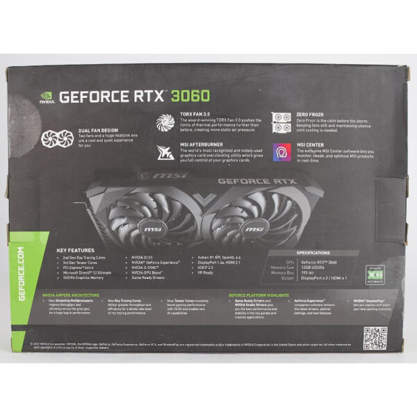 MSI Gaming GeForce RTX 3060 12GB 15Gbps GDRR6 192-Bit HDMI/DP PCIe 4 Torx Twin Fan Ampere OC Grafikkarte