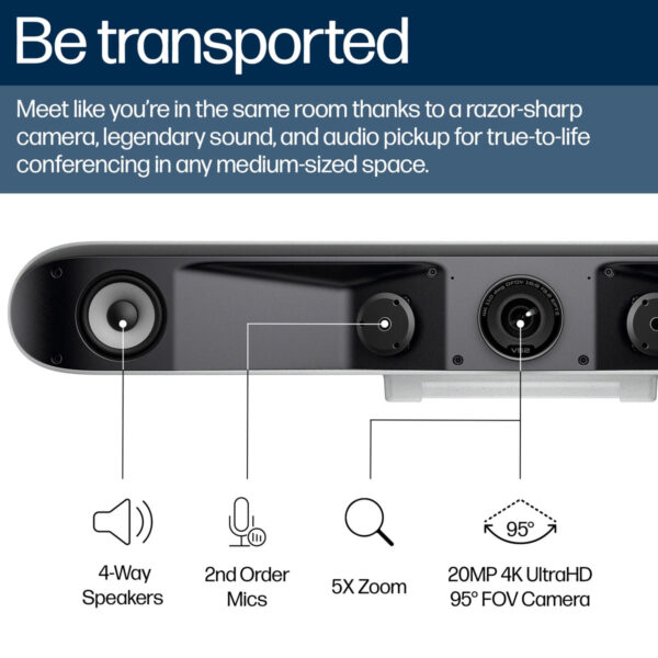 Poly Studio V52 USB-Videobar: 4K-Klarheit und KI-gestützte Zusammenarbeit für mittelgroße Räume