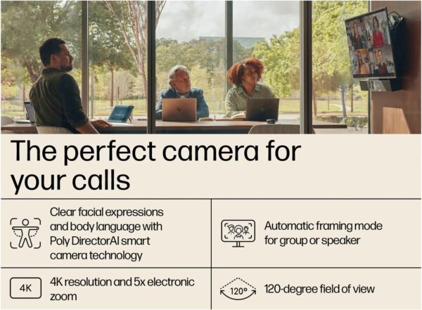 Poly Studio USB-Videobar – 4K-Konferenzlösung mit KI-Unterstützung